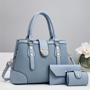 Conjunto de 3 Bolsos de Mano Azul Claro para Mujer con Asa Superior, Correa para el Hombro, Cartera y Mini Bolso para Viajes Diarios - Product Image 1
