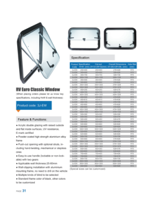 Ventana Euro Vision de <span class=keywords><strong>500</strong></span>*1000 mm para <span class=keywords><strong>caravanas</strong></span>, ventanas de doble acristalamiento, ventana de extrapolación para vehículos recreativos - Product Image 5