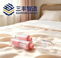Tube de gloss à lèvres ovale 3ml, emballage cosmétique en plastique avec bouchon à vis, couleur rose, pour le stockage du gloss à lèvres