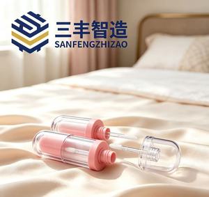 Oval <b>Lip</b> Gloss Tube 3ml Plastic Cosmetic Packaging With Screw Cap Pink Color For <b>Lip</b> Gloss Storage - Product Image 5