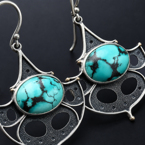 Pendientes de Color Turquesa Vintage, Estilo Retro, Pendientes Colgantes, Joyería de Moda Bohemia para Mujer, Venta al por Mayor - Product Image 3