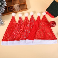 Chapeau de Noël OEM en fil doré estampé à chaud, chapeau épaissi, décoration de Noël, chapeau de Père Noël imprimé, décoration de fête de fin d'année