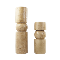 Stonekocc marbre jaune noir grotte pierre bougeoirs pierre de travertin naturel Vintage décor à la maison chandelier Base