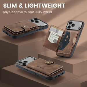 Sang Trọng Có Thể Tháo Rời Thẻ Túi Da Lật Wallet Điện Thoại Di Động Trường Hợp Bìa Cho <span class=keywords><strong>Iphone</strong></span> 17 Pro Max 16 15 - Product Image 6