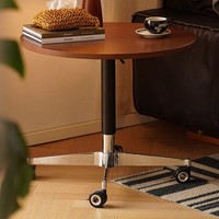 Table à manger relevable en bois massif de style rétro moderne, table ronde mobile pour salon, meuble console pour chambre à coucher