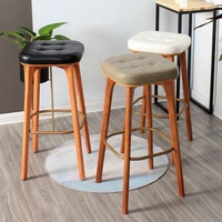 Chaise de bar en bois massif, style luxe léger, moderne et minimaliste, avec dossier, tabouret haut pour comptoir de caisse, usage domestique et magasins de téléphonie mobile