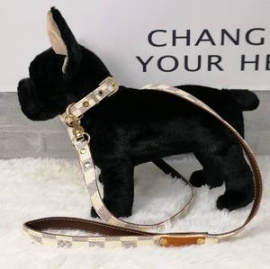 Collar para mascotas de moda de lujo acolchado de cuero genuino y correa para exteriores para perros pequeños Yorkshire Terrier Teddy Bichon Bulldog Francés - Product Image 2