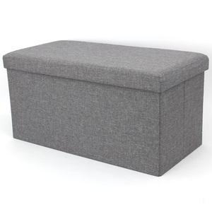 RTS Factory Wholesale Modern Living Room Furniture Faux Linen <strong>Folding</strong> Stool Storage <strong>Bench</strong> - Product Image 1