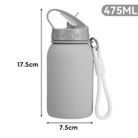 Bouteille d'eau pliable en silicone de 475 ml, mignonne, de qualité alimentaire, durable, portable, pour enfants, idéale pour les activités de plein air (vente en gros)