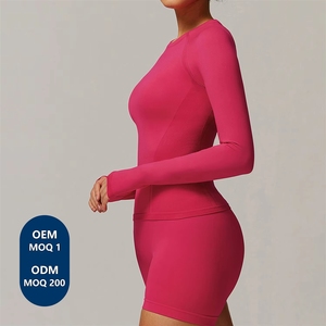 Top Deportivo Personalizado para Mujer con Logotipo, Transpirable, de Nailon y Spandex, Manga Larga, con Orificios para Pulgares, Compresión para <span class=keywords><strong>Yoga</strong></span>, Sensación de Segunda Piel - Product Image 3