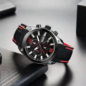 Montres pour hommes Megir 2063, étanches, chronomètre de mode pour hommes, bracelet en silicone, montres chronographes à quartz de luxe pour hommes - Product Image 2