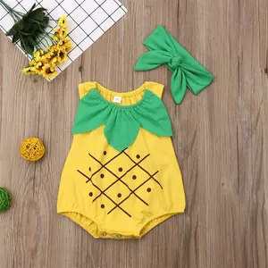 Summer children's wear boys and girls baby pineapple shape print cute sleeveless triangle dress