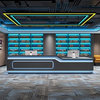Comptoir de bar en bois massif de style industriel pour salle de billard, café e-sport, salle de sport - Écologique et durable, bureau de réception personnalisé