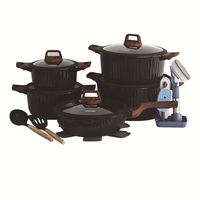 Ensemble de 21 casseroles modernes antiadhésives et durables avec construction en alliage d'aluminium, compatibles induction, finition en pierre médicale