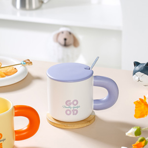 Mug en céramique nordique créatif à poignée épaisse, style Macron, avec contraste de couleurs simple, pour couple - Product Image 6