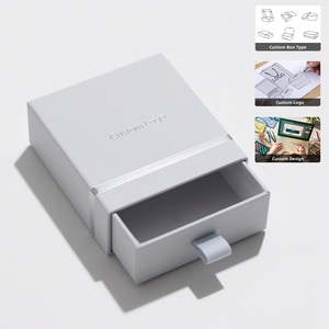Luxury Custom Hot Stamping Logo Hardcover Cardboard <b>Earrings</b> Jewelry Drawer <b>Box</b> with Ribbon - Product Image 1