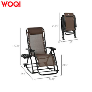 WOQI <span class=keywords><strong>Chaise</strong></span> pliante moderne <span class=keywords><strong>anti</strong></span>-<span class=keywords><strong>gravité</strong></span> avec oreiller et porte-gobelet <span class=keywords><strong>Chaise</strong></span> pliable pour le camping en plein air et le salon - Product Image 2