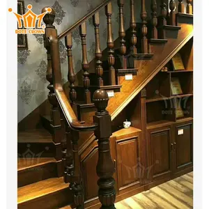 Barandilla de escalera de madera decorativa para el hogar, pasamanos de estilo Retro