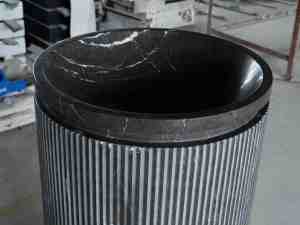 SH STONE Nero Marquina Zwarte Marmeren Gegroefde Ronde Pedestal Wasbak Handwasbak Afvoer Modern Gepolijst Ecologisch Vriendelijk Badkamer - Product Image 5