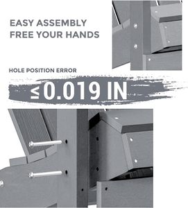 Fauteuil Adirondack pliable surdimensionné <span class=keywords><strong>GARDENSTAR</strong></span> moderne en HDPE recyclable avec porte-gobelet pour piscine, patio, jardin, extérieur, foyer - Gris - Product Image 6