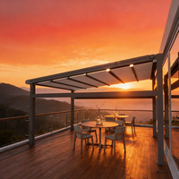 Elektrische, wasserdichte UV-Schutz-Pergola-Markise aus Stoff für den Außenbereich, pulverbeschichtete Schattenstruktur für Garten und Balkon