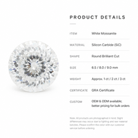 Pierre de Moissanite Ronde Brillante de Haute Qualité à Prix d'Usine, 100 Facettes, Couleur D, VVS 1.0-3.0ct pour la Fabrication de Bijoux en Gros
