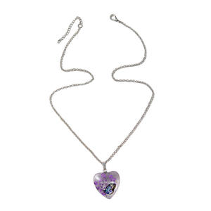 Collier pendentif en verre en forme de coeur doux pour le sens de la conception de style Ins pour femmes, collier <span class=keywords><strong>pull</strong></span> papillon fleur éternelle colorée - Product Image 5