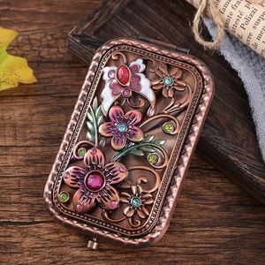 European Metal Retro Portable Pocket Folding Double-Sided Women's <b>Rectangular</b> Mini Gift Set Makeup <b>Mirror</b> - Product Image 4