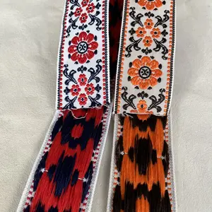 Flores de cinta tejida de Jacquard de encaje de estilo étnico para accesorios de ropa ancho 5 cm