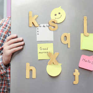 मोंटेसरी शैक्षिक खिलौना रेफ्रिजरेटर चुंबक संख्या लकड़ी बांस शिल्प वर्णमाला और 3 डी दीवार सजावटी शब्द पत्र - Product Image 6