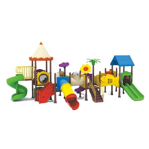 מגלשה משולבת גדולה ואטרקטיבית לשימוש חיצוני, ערכת משחק מרובת משתתפים, עשויה מתכת ידידותית לסביבה ולוח PE, בנייה עמידה. - Product Image 3