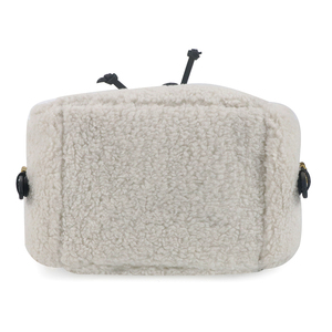 Custom Cream White Faux Fur <b>Drawstring</b> Flap Backpack Casual Plush Backpack Cute Fashion Girls' School <b>Bag</b> - Product Image 2