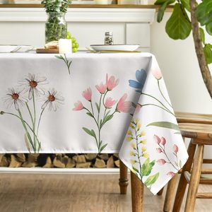 Primavera estate <span class=keywords><strong>tovaglia</strong></span> 137*274cm, acquerello pasqua fiori selvatici fiorito copri tavolo floreale <span class=keywords><strong>per</strong></span> festa Picnic cena arredamento - Product Image 3
