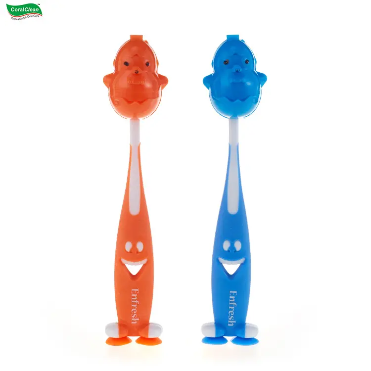 Cepillo de dientes con cubierta antipolvo para niños, estilo sonriente