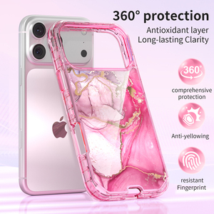 เคสลายหินอ่อนเคลือบไฟฟ้า 3-in-1 สำหรับ <span class=keywords><strong>iPhone</strong></span> 17 Pro Max, 16 Pro, 15, 14, 13 Pro Max  วัสดุ TPU PC ป้องกันแรงกระแทก - Product Image 3