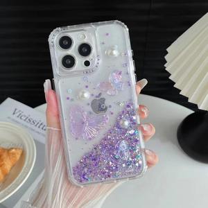 Personalizado 3 en 1 de lujo claro TPU PC diseño nueva mariposa brillo epoxi transparente Fundas teléfono <span class=keywords><strong>funda</strong></span> protectora para iPhone 16 12 - Product Image 5