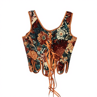 Corset vintage en terylène jacquard pour femme 2025, respirant, ourlet à pétales fendu, soutien-gorge à nouer, tank amincissant, fermeture ferme, écologique, 3D
