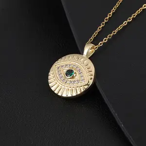 In stocked diamond eye golden supplier jewelry necklace stainless steel gold jewelry necklace 18k gold plated for women