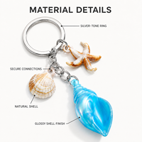 Porte-clés Coquillage de Plage, Étoile de Mer Irisée, Breloques Étoile à Cinq Branches, Pendentif de Sac DIY, Cadeaux pour Filles, Étudiantes, Amies