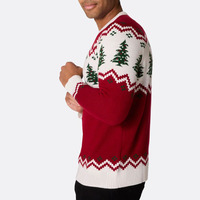 Pull en tricot jacquard personnalisé pour homme, col rond, en polyester et acrylique, collection automne-hiver, thème Noël familial