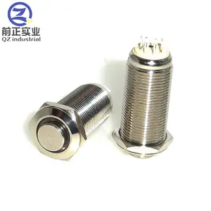 QZ Industrial 12mm LED illuminated metal self-locking push button switch with Waterproof Push ON/OFF 3V 6V 12V 36V 110V