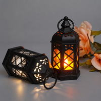 Lanterne à bougie sans flamme LED, lanterne hexagonale portable, lumière de nuit suspendue, mini lanterne décorative pour le Ramadan, l'Aïd, les mariages, la décoration de la maison