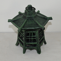Lampe pagode hexagonale en fonte orientale vintage Bougeoir Lanterne à usage intensif Porte-bougies