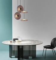 Lustre JACKSUN en cristal couleur thé, forme soucoupe volante, diamètre 50 cm, hauteur réglable, pour chambre à coucher, 4000K 7W