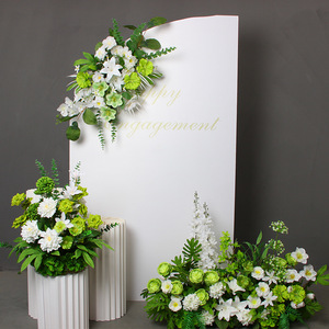 Fleurs artificielles de mariage mélangées en plastique et soie, décorations suspendues vertes pour l'angle, thème forêt, bienvenue - Product Image 2