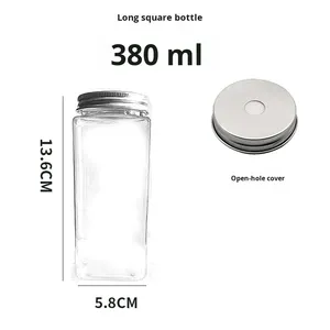 ขวดเครื่องดื่มพลาสติกใสแบบใช้แล้วทิ้งขนาด500มล. สำหรับซื้อกลับบ้านชาชงเย็นกาแฟหรือโซดา - Product Image 6