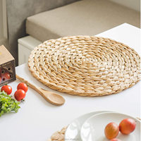 Napperon en jacinthe d'eau vintage rond naturel fait à la main écologique en gros XL pour la décoration de table à manger de mariage