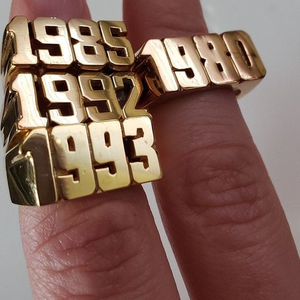 Gioielli personalizzati in acciaio inossidabile gioielli da uomo e da donna placcato in oro 18k <span class=keywords><strong>nome</strong></span> personalizzato anno nascita anello data numero incidere anelli - Product Image 2