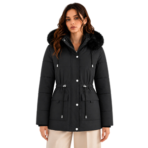 Manteau d'hiver chaud pour femmes, veste rembourrée en duvet épaisse doublée de polaire, capuche amovible en fausse fourrure, manches longues, <span class=keywords><strong>parka</strong></span> de neige - Product Image 1