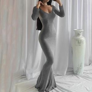 เดรสแขนยาวลำลองทรง XS-3XL, เดรสคอกลมมีสายรัดเอวแฟชั่น - Product Image 3